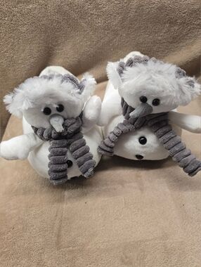 Plush White Snowman Slippers